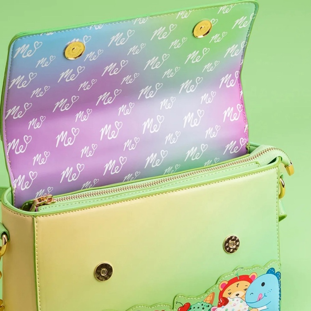 Mariah Elizabeth NWT Playful Green Crossbody Bag with Cartoon Characters - Picture 8 of 11